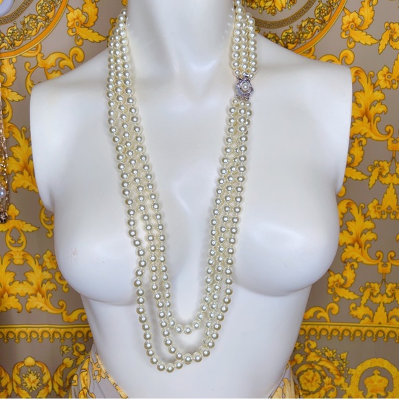 Camrose & Kross Jewelry - JBK Jackie Kennedy triple strand necklace silver clasp